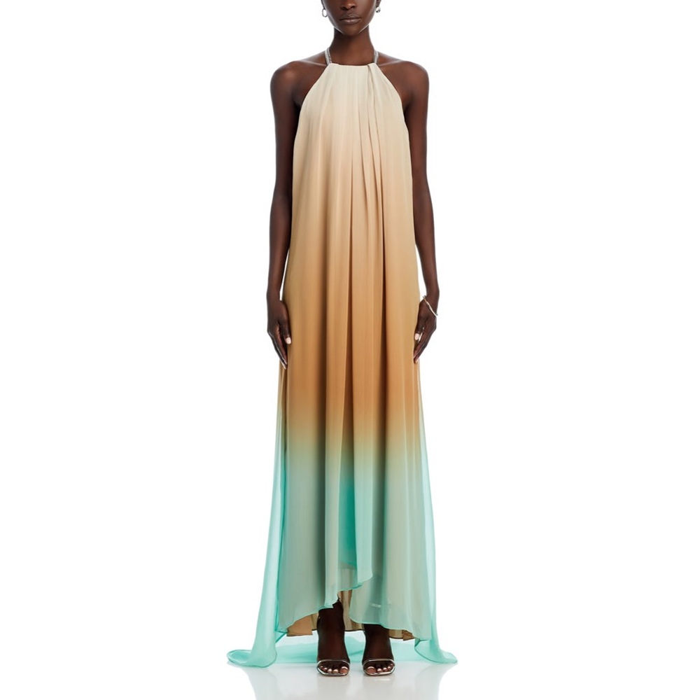 STAUD Positano Maxi Dress Caribbean Ombre Chain Strap NWT $595 XL - Picture 4 of 16